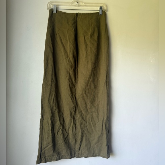 Zara Khaki Green Button-Front Side Slit Maxi Skirt S - Picture 4 of 5